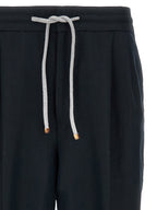 Brunello Cucinelli Blue Linen Casual Pants