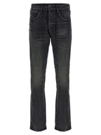 PURPLE Black Cotton Straight-Leg Jeans