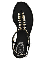 RENE CAOVILLA Black Viscose Flat Sandals