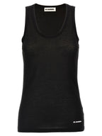Jil Sander Black Cotton Sleeveles T-Shirt