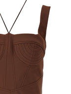 Nensi Dojaka Brown Polyamide Short Dress