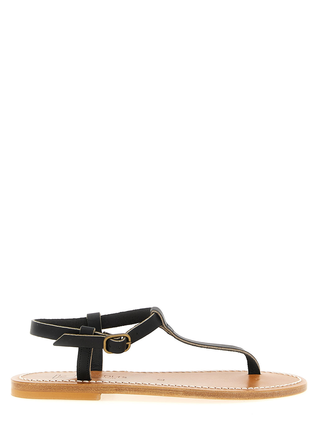 K.JACQUES SAINT TROPEZ Black Cowhide Flat Sandals
