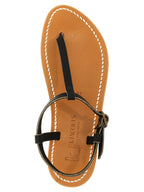 K.JACQUES SAINT TROPEZ Black Cowhide Flat Sandals