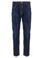 Blue Cotton Straight-Leg Jeans