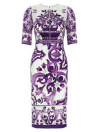 Dolce & Gabbana Purple Silk Midi Dress