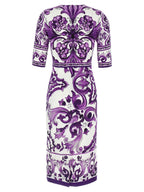 Dolce & Gabbana Purple Silk Midi Dress