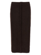 Victoria Beckham Brown Wool Midi Skirt