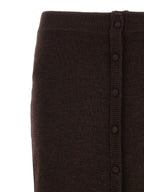 Victoria Beckham Brown Wool Midi Skirt