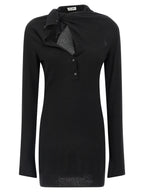 The Attico Black Virgin Wool Short Dress