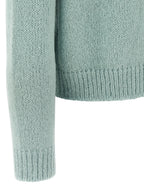 Jil Sander Blue Alpaca Leather Cardigan