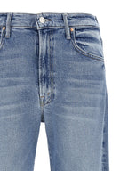 Blaue High-Waist-Jeans aus Baumwolle