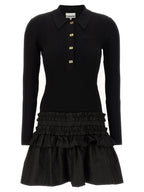 Ganni Black Viscose Short Dress