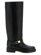 Elisabetta Franchi Black Calfskin Over The Knee