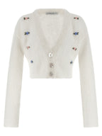 Alessandra Rich White Wool Cardigan
