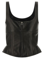 Ermanno Scervino Black Lamb Leather Tank Tops