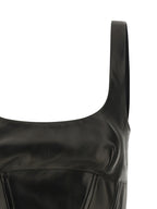 Ermanno Scervino Black Lamb Leather Tank Tops