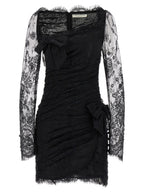 Alessandra Rich Black Organic Cotton Short Dress