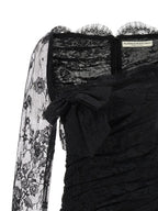 Alessandra Rich Black Organic Cotton Short Dress
