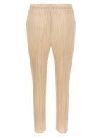 PLEATS PLEASE ISSEY MIYAKE Beige Polyester Casual Pants