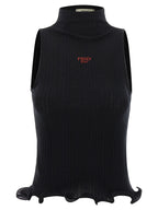 Fendi Black Polyester Sleeveles T-Shirt