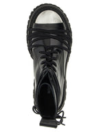 Moschino Black Calfskin Lace-Up Boots