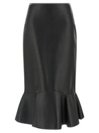 Fendi Black Lamb Leather Midi Skirt