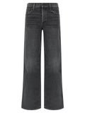 Mother Denim Black Cotton Straight-Leg Jeans