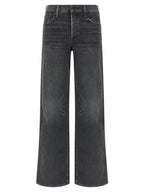 Mother Denim Black Cotton Straight-Leg Jeans