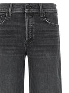 Mother Denim Black Cotton Straight-Leg Jeans