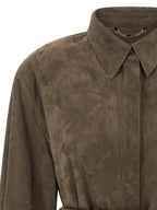 Fendi Gray Lamb Leather Blouse