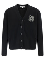 Maison Kitsuné Black Merino Wool Cardigan