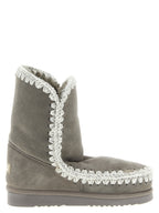 Gray Lambskin Ankle Boots