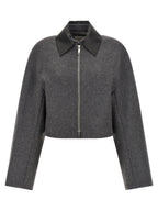 Gray Virgin Wool Full-Length Jacket