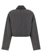 Gray Virgin Wool Full-Length Jacket
