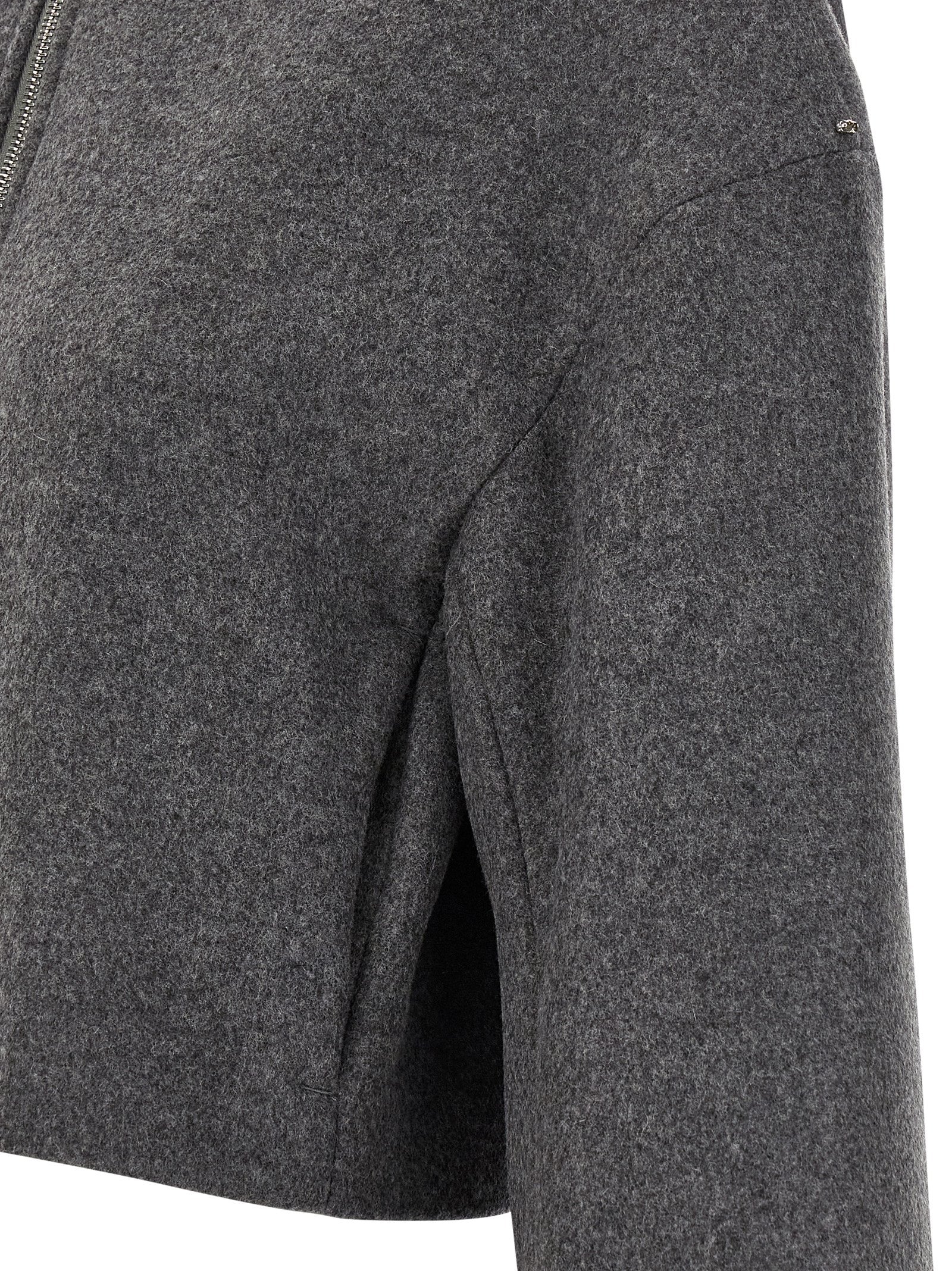 Gray Virgin Wool Full-Length Jacket