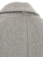 'S Max Mara Gray Alpaca Leather Coat