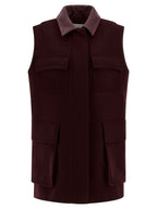 Max Mara Bordeaux Virgin Wool Sleeveless Jacket