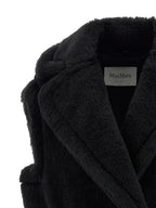 Max Mara Black Alpaca Leather Sleeveless Jacket