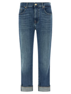 7 For All Mankind Blue Cotton Relaxed Fit Jeans