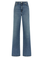 7 For All Mankind Blue Cotton Straight-Leg Jeans