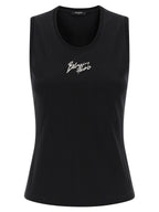 Black Cotton Sleeveles T-Shirt
