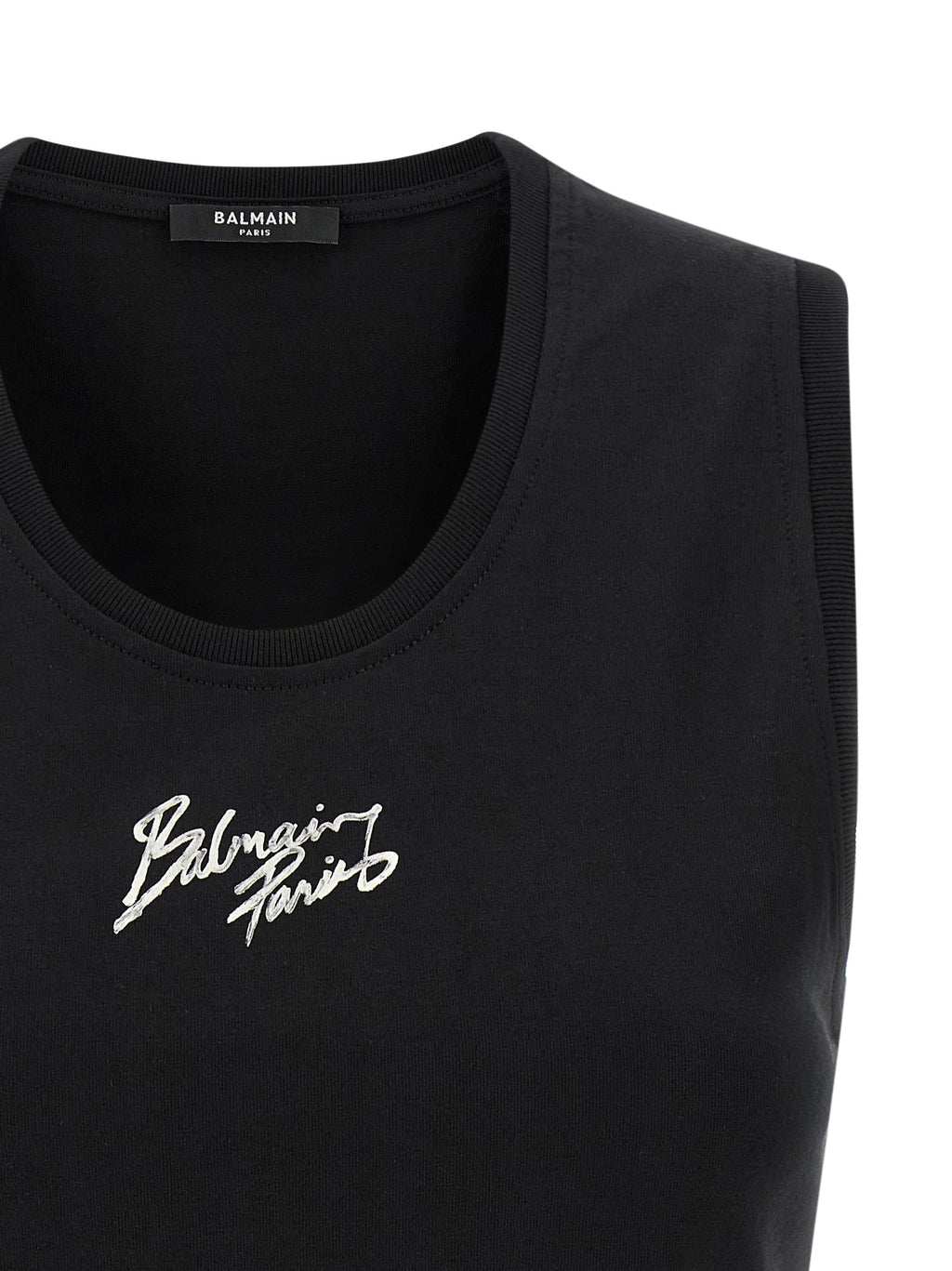 Black Cotton Sleeveles T-Shirt