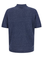 Blue Linen Polo Shirt