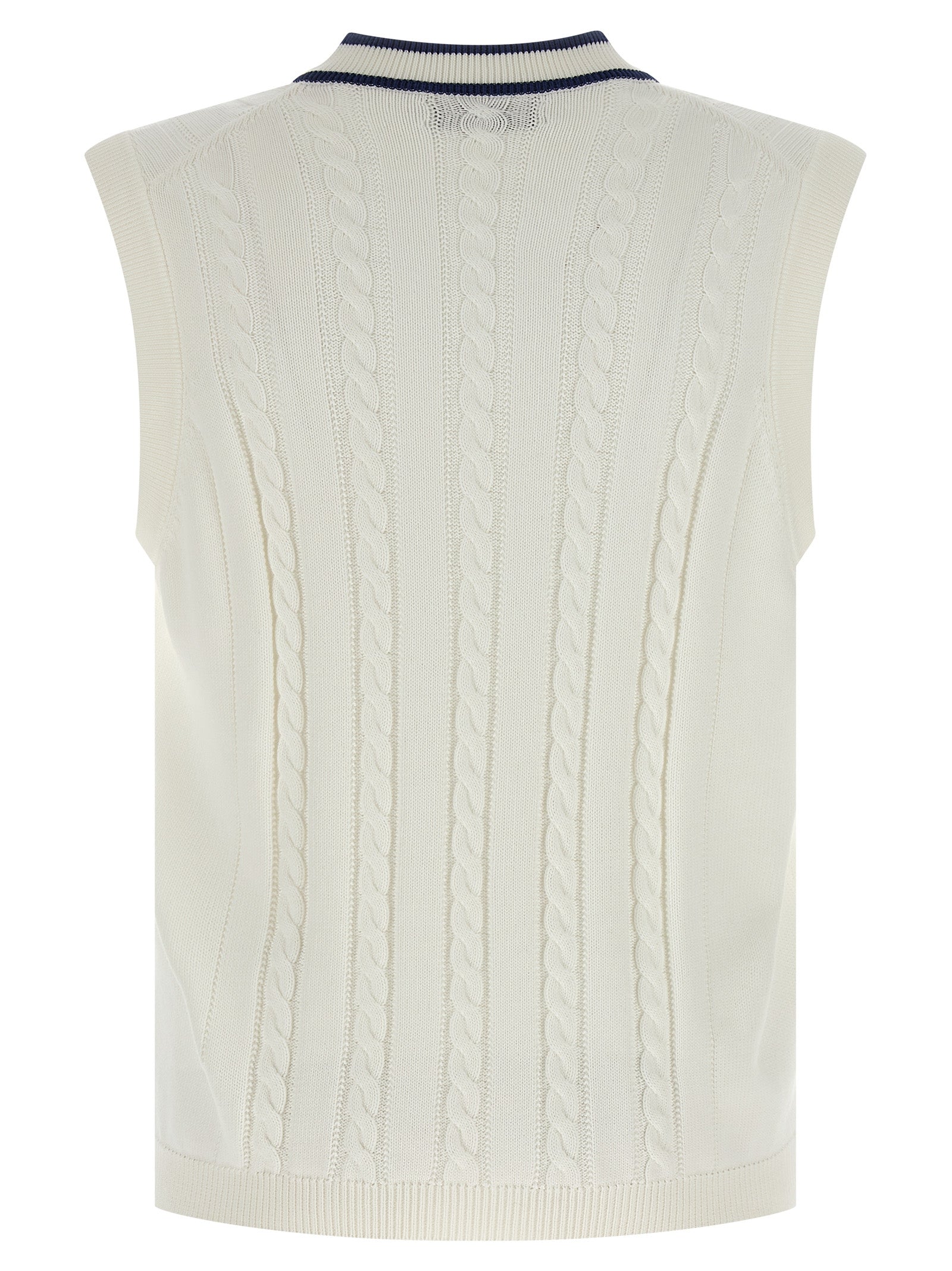 White Cotton Sleeveles Sweater