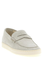 Brunello Cucinelli Gray Calfskin Slip-On Loafers