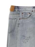 MM6 Maison Margiela Blue Cotton Mini Skirt