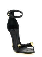 Elisabetta Franchi Black Leather Stiletto Heel Sandals