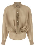 Brunello Cucinelli Beige Cotton Blouse