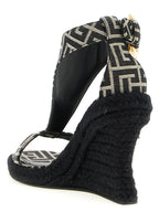 Balmain Black Polyester Wedge Sandals