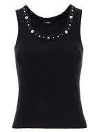 Versace Black Cotton Sleeveles T-Shirt